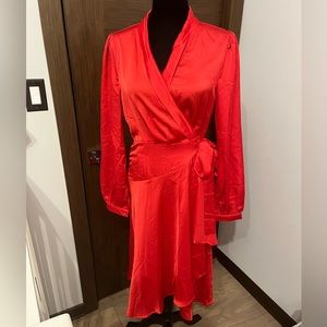 Boohoo red wrap dress